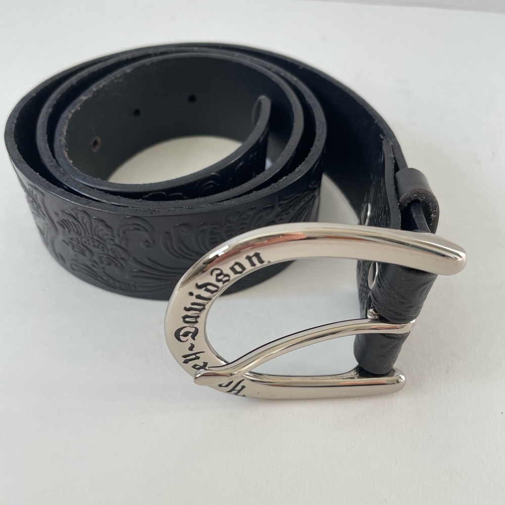 Harley Davidson black leather belt 34”